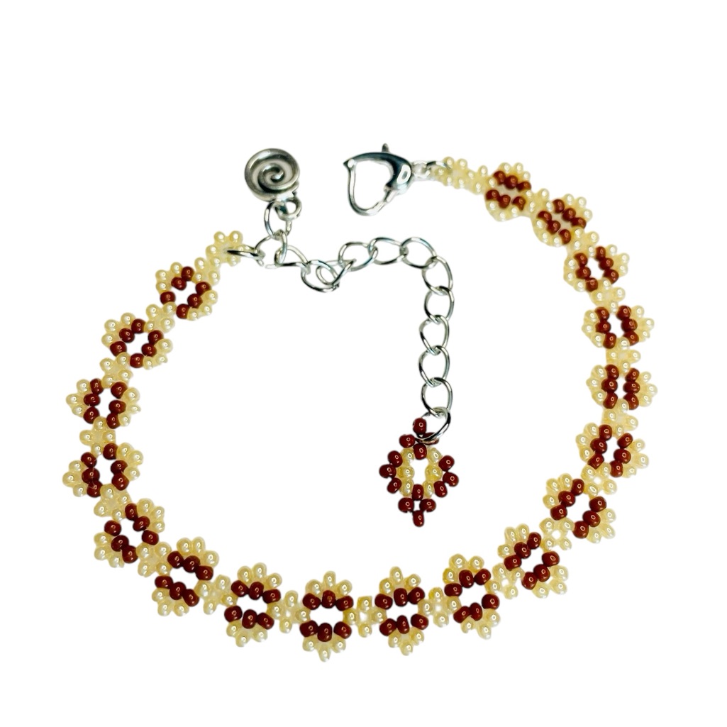 Tan Braided Bracelet Brown Silver Boho Charms Rare Trendy Y2k New